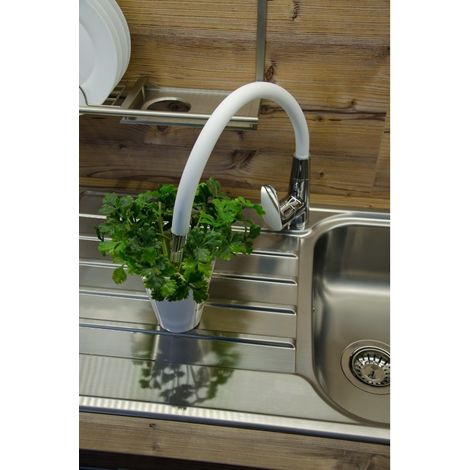 Mitigeur évier flexible à mémoire de forme avec inverseur AMUR-Chromé blanc-Chromé blanc---Chromé blanc (1/4)