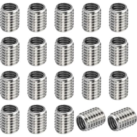 Filetage Adaptateurs Manchon Réducteur Écrou, 20 pcs M8x1,25 Mâle à M6x1.0 Femelle Réparation Insert Écrou Vis Réducteur Conversion Inox Acier 10mm (1/5)