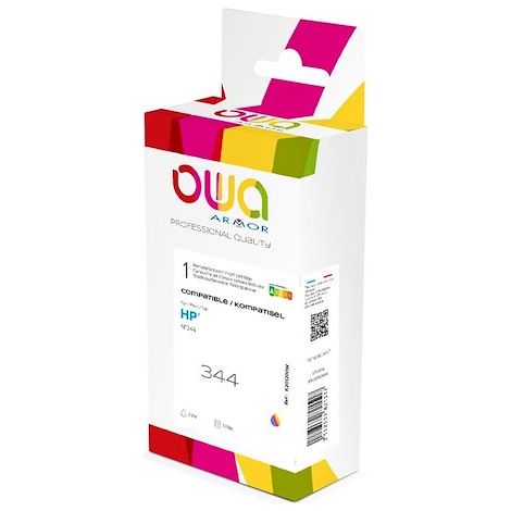 Cartouche 3 couleurs OWA compatible HP 344 Cyan Magenta Jaune pour imprimante jet d'encre (1/5)