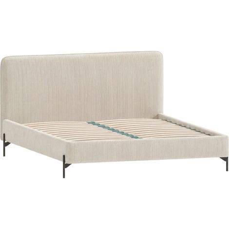 HALIA - Lit petit velours côtelé Beige 140x200cm (1/5)