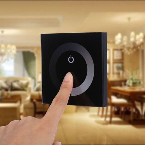 Variateur de Lumière,Fydun Dimmable LED panneau tactile couleur unique variateur interrupteur mural contrôleur panneau tactile barre lumineuse LED DC 12V-24V silencieux avec(Noir)