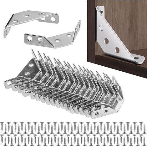 Corner Connectors, Corner Brackets, Stainless Steel Angle Connectors, Triangular Angle Bracket Connection for Furniture Cabinets Chairs Tables Screws