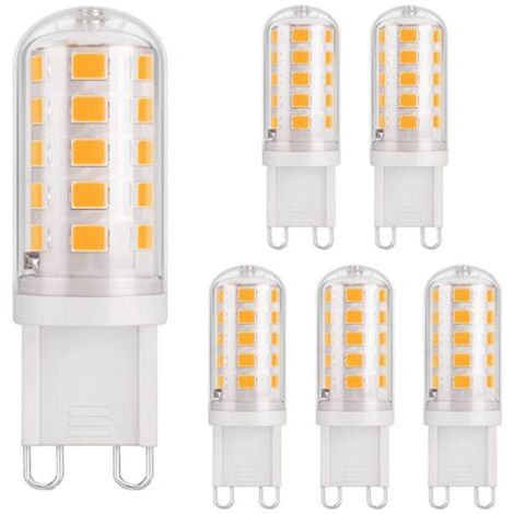 Pair - 6 ampoules LED G9, 3W (40W), 430lm, 3000K, 220-240V, CRI85, économie d'énergie, culot en céramique standard, lumière blanc chaud (1/5)