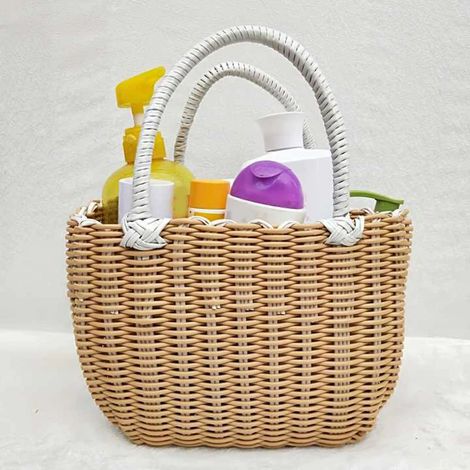 Panier fait main avec anse, panier de camping et de pique-nique, panier de rangement pour le vin et les fleurs, organisateur de cuisine, décoration intérieure beige (1/5)