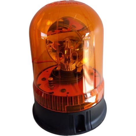 Gyrophare PULSAR 12V à poser – Hauteur 183 mm – Diamètre 142 mm – Couleur orange – Effet tournant – Ampoules fournies