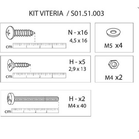 R KIT VITERIA S01.51.003 X ARMADIO SPORCO PULITO RESINA 1 ANTA 175X59X39 KIT