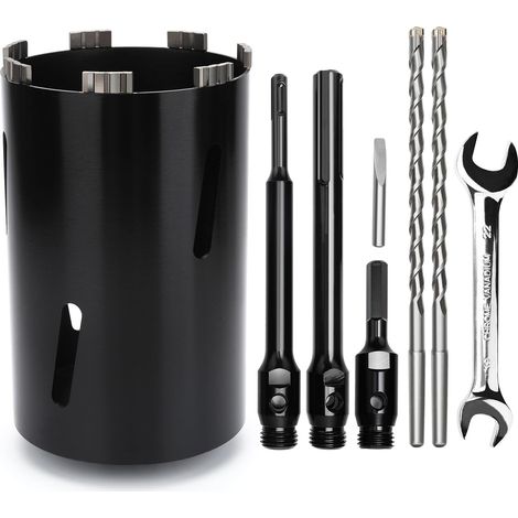 Couronne de forage 132 mm, longueur utile 200 mm avec tige Sds Plus 220 mm, SDS max 220 mm, tige hexagonale 110 mm, foret de centrage 10 x 240 mm, pour maçonnerie (1/5)