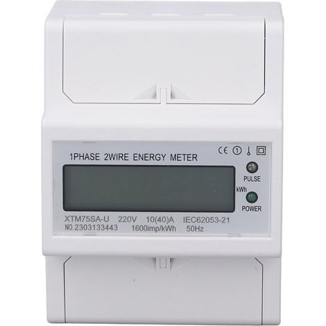 Einphasiges 4P-Digitalmessgerät, Voltmeter/Amperemeter mit LCD-Anzeige, 35-mm-DIN-Schiene, 10(40)A 220V DC, Messung des Stromverbrauchs. (1/5)