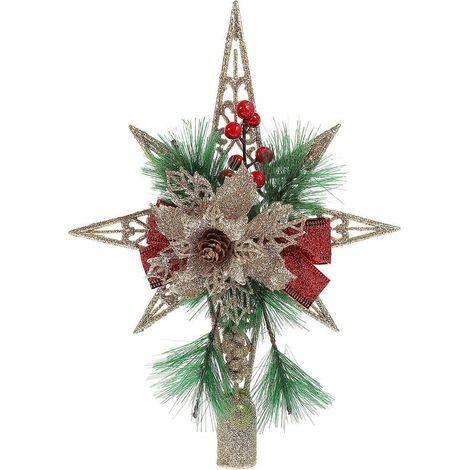 Décoration d'étoile de sapin de Noël, ornement exquis en forme d'étoile à cinq branches-25X18X3CM (1/3)