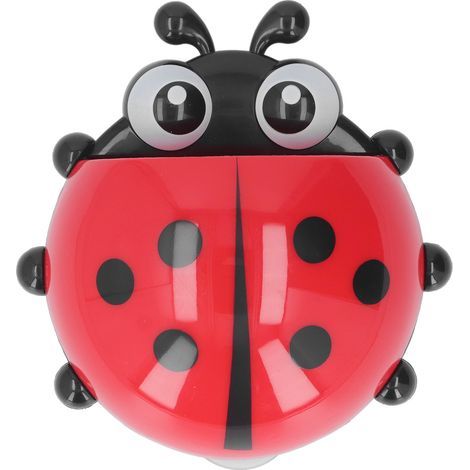 2 pièces enfants porte-brosse à dents mural mignon coccinelle organisateur de rangement avec ventouse pour salle de bain maison dortoir rouge (1/5)