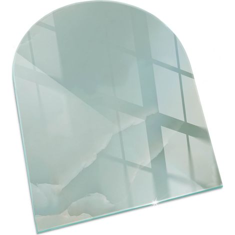 Plaque Rectangulaire de cheminée en verre trempé protection du sol contre les étincelles Motif marbre délicat 80x70 cm