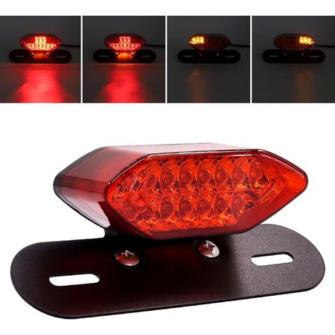 Feux arrière à LED de Moto, Clignotants de Moto Témoin de lumière de Frein arrière Lampe de Plaque d'immatriculation 12V (1/5)