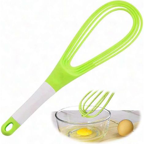 Flacher, Ballon- und Spiralschneebesen für beschichtete Pfannen – Eier- und Milchquirl zum Backen, Kochen und Mischen (Grün) (1/5)