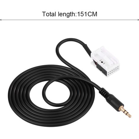 Cble adaptateur d'entrée audio AUX mle de voiture 3,5 mm pour Mercedes /Benz W203 Classe C (1/5)