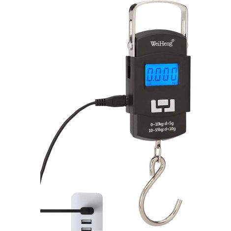 Balance à Bagages - 55 kg - Écran LCD Rétro-éclairé - Poignée Rétractable - Conversion Multi-unités - Précision Double - Rechargeable USB (1/5)