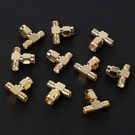 Adaptateur T RF SMA Mâle vers 2 Femelles - Diviseur Triple 3 Voies - 10 Pièces (1/5)