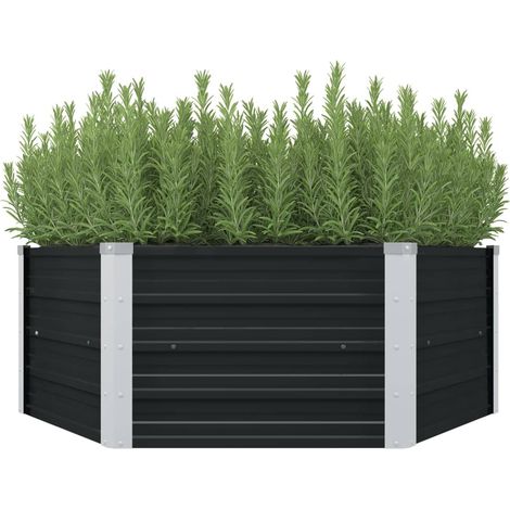 Hochbeet Anthrazit 129 x 129 x 45 cm Verzinkter Stahl