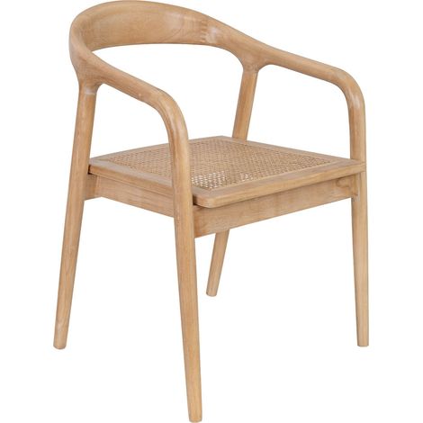 Silla de madera y ratán marrón 58x56x79h cm (1/5)