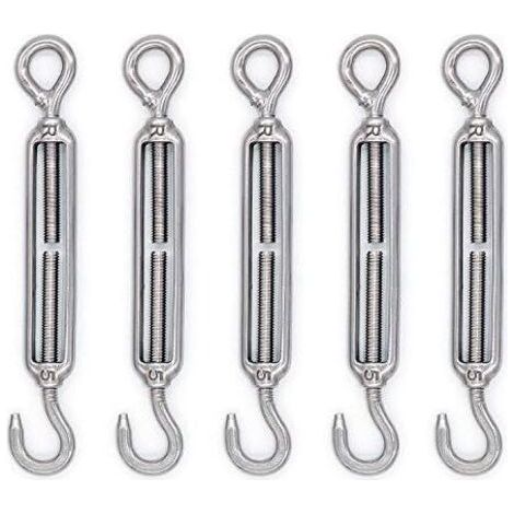 Accessoire de levage,M5 tendeur crochet et œil en acier inoxydable 304 - Lot de 5 (1/3)