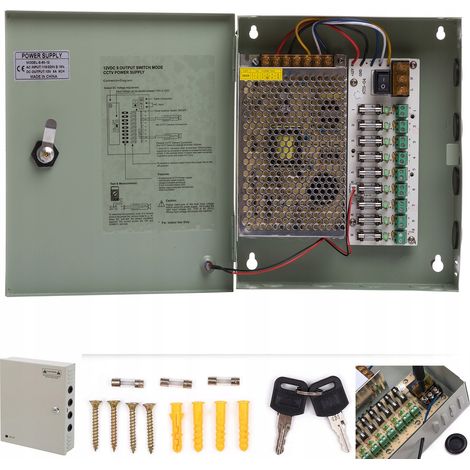 Fuente de alimentación para CCTV de 12 V y 10 A MÁX. para monitorización de 9 cámaras. (1/5)