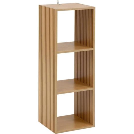 5Five Simply Smart – Étagère 3 cases mix nervurée 102cm – Panneaux de particules & MDF – Design élégant – Compatible Mix'n Modul – Couleur naturelle (1/5)