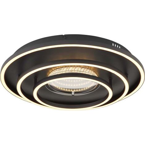 Plafonnier, lampe de plafond, noir mat, effet 3D, intensité variable, fonction mémoire, diamètre 51 cm