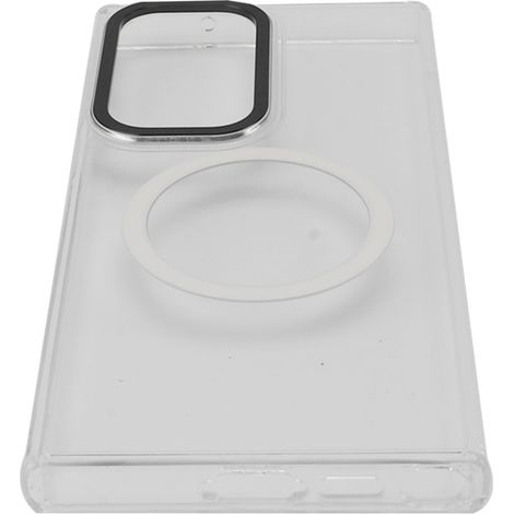 Mobile Phone Case for S23 Ultra Magnet Suction Transparent Phone Protective Shell with Metal Camera Ring (1/5)