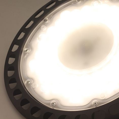 Lampe UFO 100W 6500K pour atelier industriel, ampoule LED haute efficacité énergétique, CRI≥80, prise UE, éclairage d'usine basse consommation, projecteur suspendu 360°. (1/5)