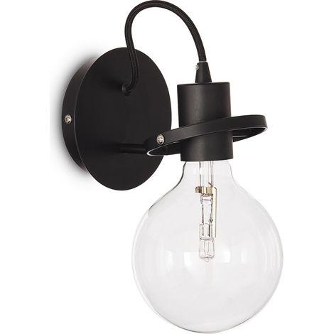 Applique Moderna Radio Metallo Nero 1 Luce E27 8W 3000K Luce Calda (1/2)