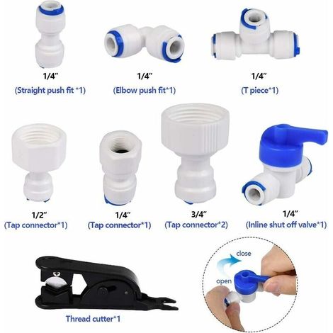 Tuyau d'alimentation en eau universel de 15 m, kit de raccord de tuyau de réfrigérateur 1/4", tube de filtre, pièces et accessoires pour réfrigérateurs européens/américains