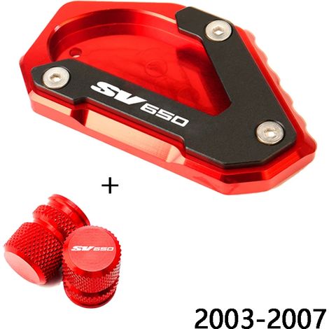 (Combo-Rouge) Compatible avec les motos SUZUKI SV650S SV650 S SV 650S 2003-2007 : béquille latérale, extension, support, bouchon de valve de pneu maxpower (1/4)