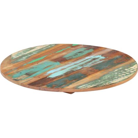 Plateau de table rond en bois de récupération massif, 50 cm, 15-16 mm, avec 2 supports - PANGIVO (1/5)