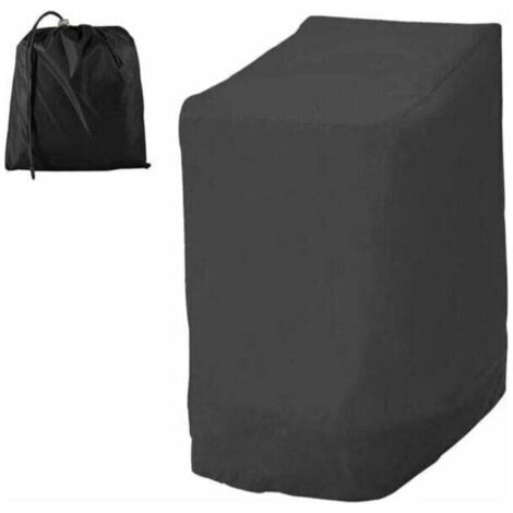 Housse Chaise Jardin Empilables 210D Oxford Imperméable, Couverture de Protection pour Fauteuils Patio Extérieur avec Corde Ajustable 114x85x65cm (210D, Noir) (1/4)