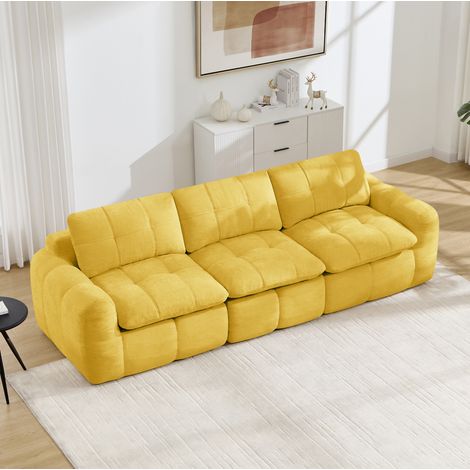 Sofá modular de 3 plazas sin estructura, chenilla, amarillo OKMYHOME (1/5)