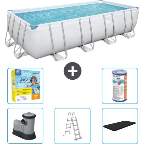 Piscine Rectangulaire Bestway Power Steel - 549 x 274 x 122 - Grise - Comprend des Accessoires CB33 (1/3)