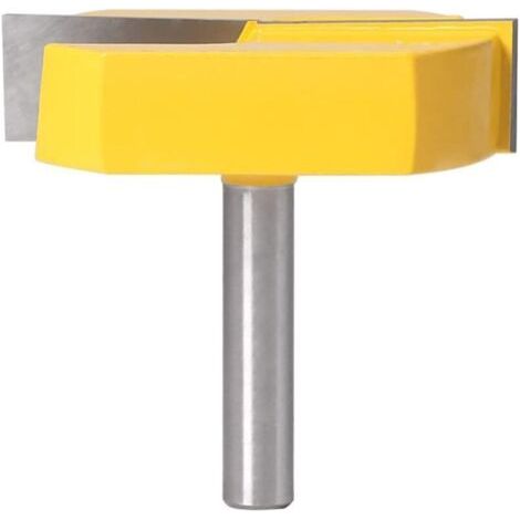 Fraise Defonceuse 8mm, Fraise Rabotage de Surface de Nettoyage de Fond, T-Track Routeur à Rainure en T Forme Routeur Bits, 8x57mm en Bas, Lame Jaune (1/4)