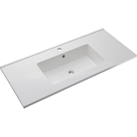 Lavabo da Incasso 101x46,5x2 cm in Resina TFTBianco Lucido (1/4)