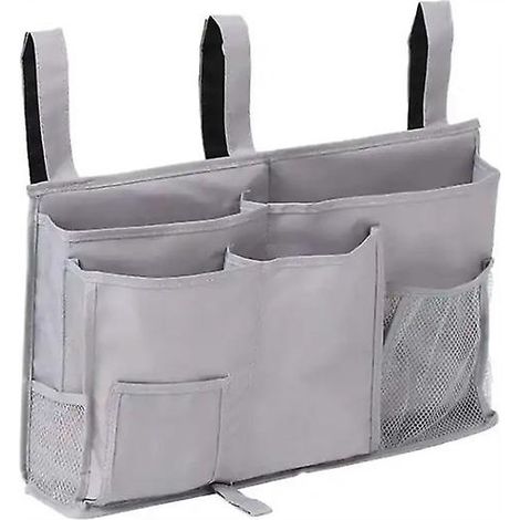 Pochette de lit polyvalente, sac de rangement en tissu Oxford imperméable et résistant, idéal pour les dortoirs, les lits d'hôpital et les berceaux, avec fermeture Velcro ajustable. (1/5)