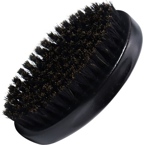 Brosse de soin pour barbe et moustache, en poils synthétiques et manche en bois