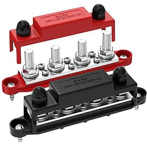 Barre omnibus 250 A 12 V, bloc de distribution d'alimentation pour batterie, système audio de voiture, barre omnibus 12 volts CC, 4 bornes de 3/8 pouce, 6 x (1/5)