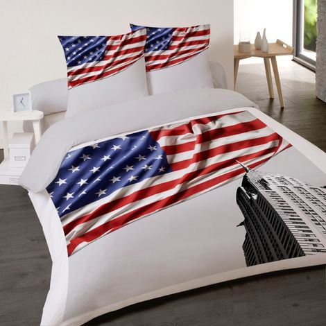 Housse de couette 240x220 US FLAG + 2 taies 100% coton (1/3)