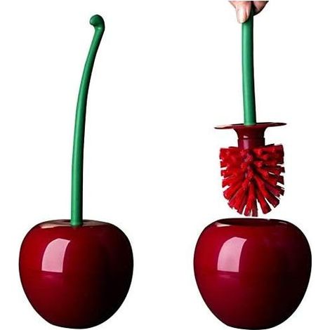 Brosse et Support de Toilette Forme de Cerise Brosse de Toilette Plastique Brosse WC Outil de Nettoyage de Salle de Bain Décoratif-Fei Yu (1/3)