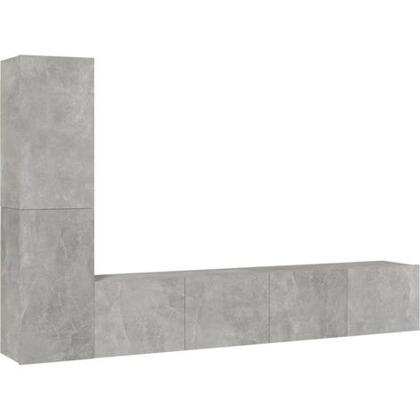 Set di mobili da 4 pezzi tra cui armadio credenza mobile TV televisore per soggiorno camera da letto salotto legno ingegnerizzato grigio 020024704