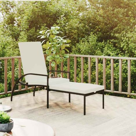 Chaise longue-Bain de soleil avec repose-pied Résine tressée Marron 420923 (1/5)