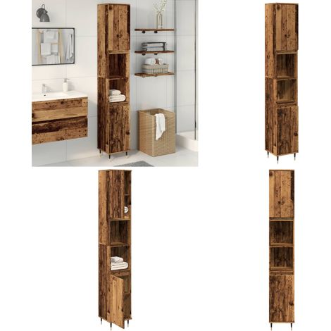 vidaXL Armoire de salle de bain vieux bois 30x30x190cm bois ingénierie