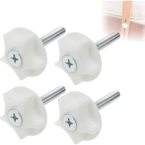 Juego de 4 patas niveladoras roscadas M8 x 50 mm con base de plástico blanco, patas ajustables para nivelar la altura de las patas de muebles como camas, mesas, sillas y sofás. (1/5)