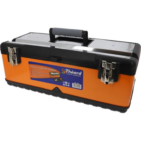 Caisse à outils bi-matière 57 cm Théard – Métal renforcé, plateau amovible, couvercle inox rainuré (1/4)