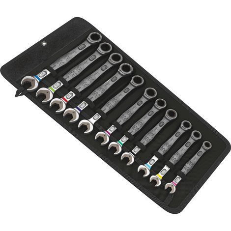 Wera – Jeu de clés mixtes à cliquet 11 pièces – Acier chrome-molybdène – Plaque métallique pour maintien – Géométrie double hexagone