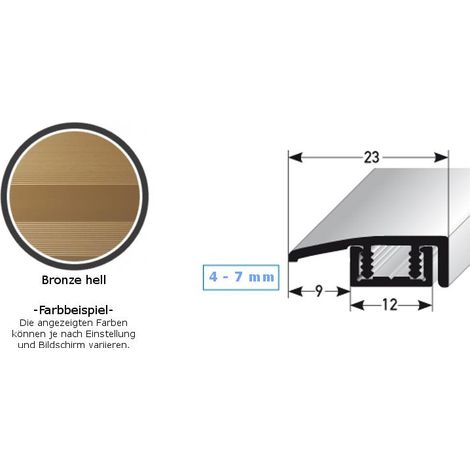 Abschlussprofil / Abschlussleiste für Vinyl / Laminat / Parkett "Scranton", für Höhe 4 - 7 mm, 23 mm breit, 2-teilig, Aluminium eloxiert, gebohrt-bronze hell-1000