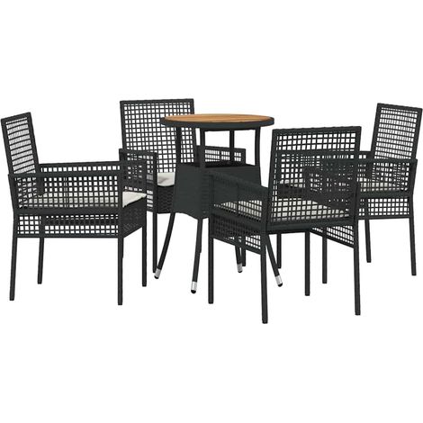Ensemble de salle à manger pour jardin 5 pcs,Salon de jardin Noir Poly rotin CFW76845 (1/5)